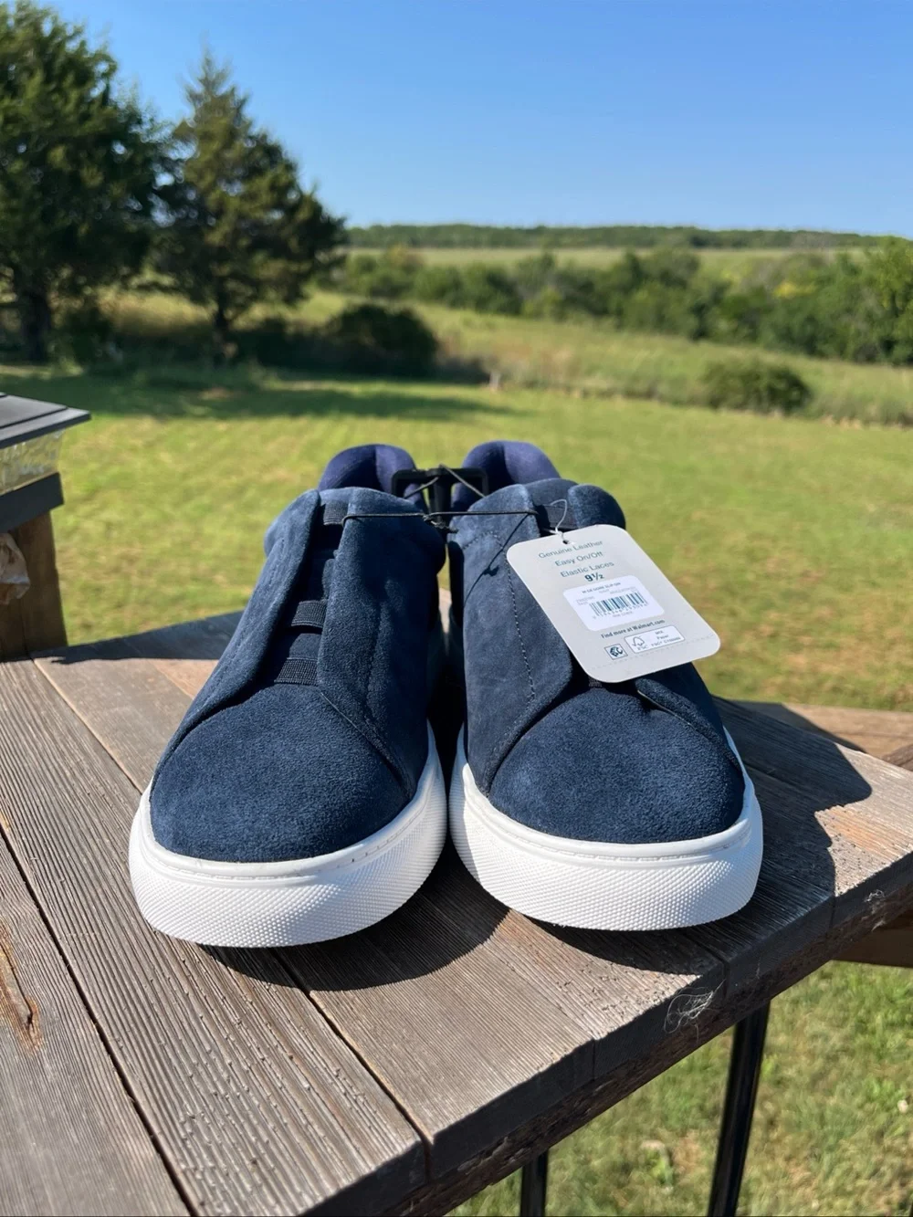 George Men’s Navy Blue Suede-look Slip-on Sneakers Size 9.5
